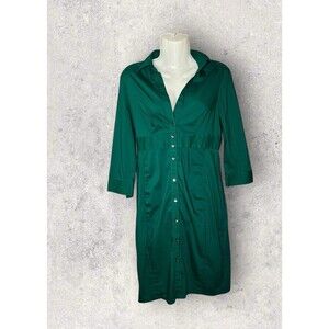 Express Design Studio Women's Sz 6 Green Collared Knee Length Shirt Dress